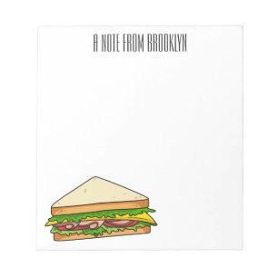 Sandwich cartoon illustration notepad