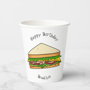 Sandwich cartoon illustration  paper cups