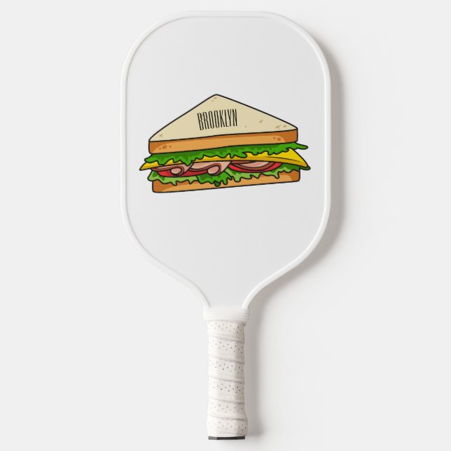 Sandwich cartoon illustration  pickleball paddle (Front)