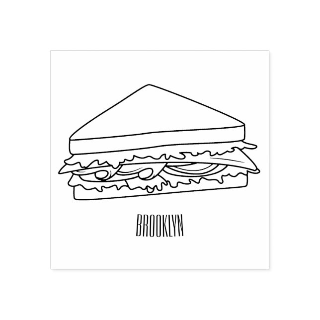 Sandwich cartoon illustration rubber stamp (Imprint)