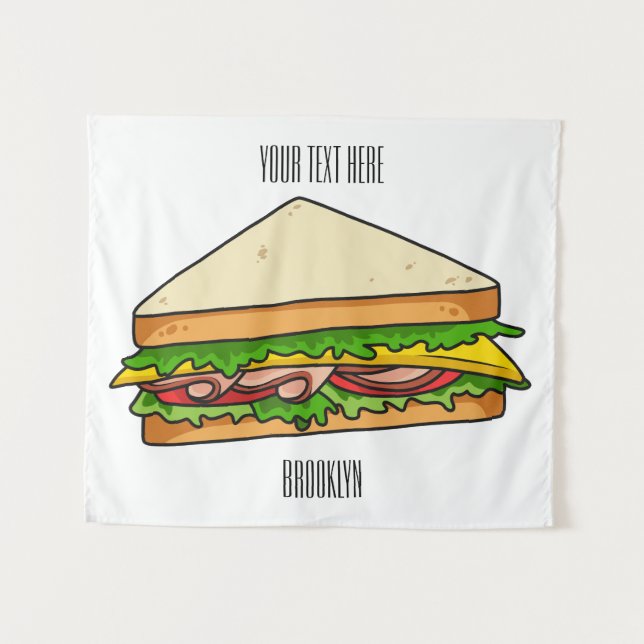 Sandwich cartoon illustration  tapestry (Front (Horizontal))