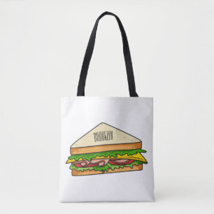 Sandwich cartoon illustration tote bag