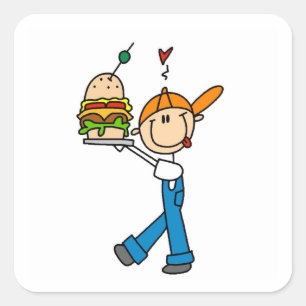 Sandwich Connoisseur Stick Figure Square Sticker