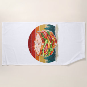 Sandwich Food Vintage Style Distressed Retro Sandw Beach Towel