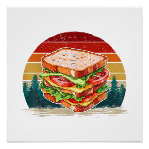 Sandwich Food Vintage Style Distressed Retro Sandw Poster