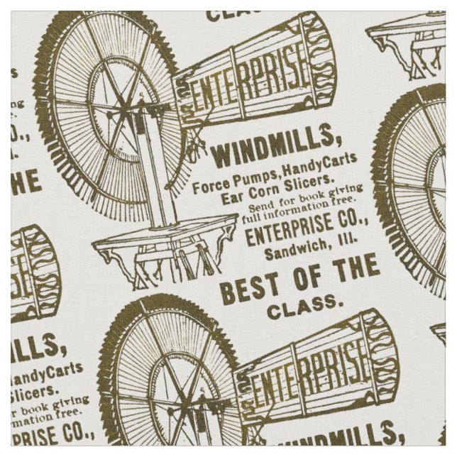 SANDWICH ILLINOIS 1889 ENTERPRISE WINDMILL CO. FABRIC (Close Up)