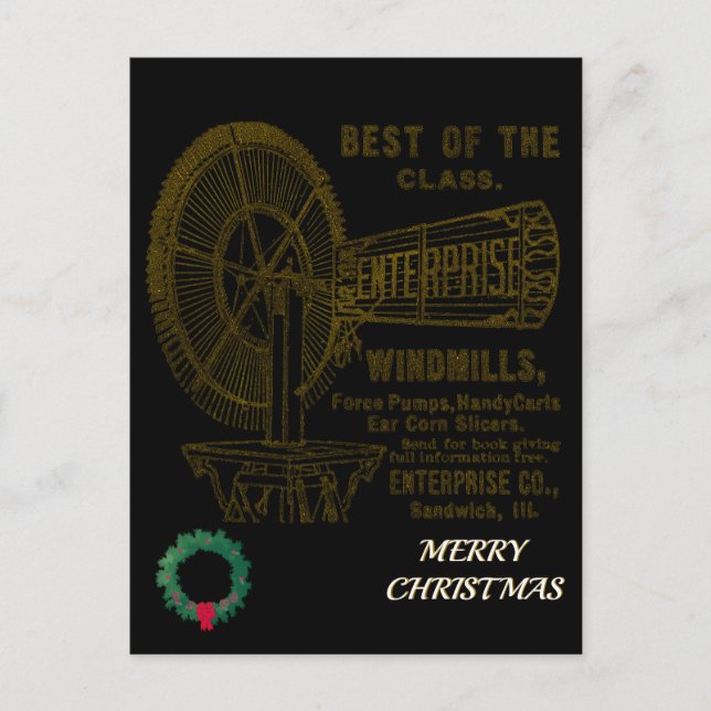 SANDWICH ILLINOIS 1889 ENTERPRISE WINDMILL CO. POSTCARD (Front)