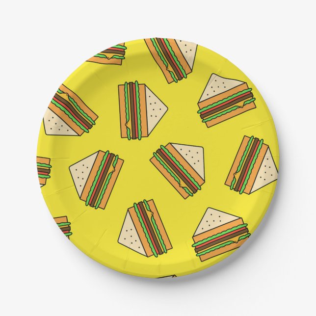 Sandwich Seamless Pattern | Sandwich Puns| Sandwic Paper Plate (Front)
