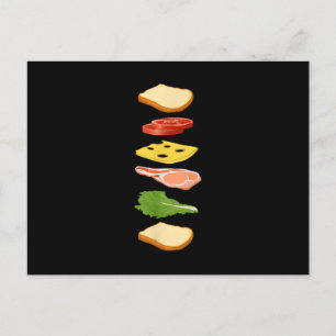 Sandwich With Bread Cheese & Ham Foodie Food Invitation Postcard