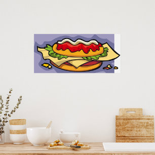 Sandwich with Lettuce Cheese and Sauce Poster