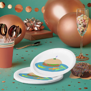 Sandwich with Veggie Sides Fun Food Paper Plate