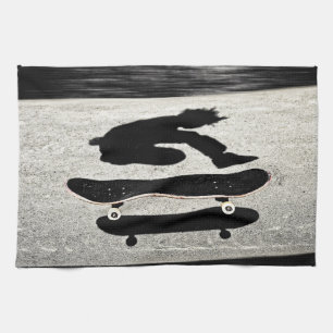 sandwiched skateboard tea towel