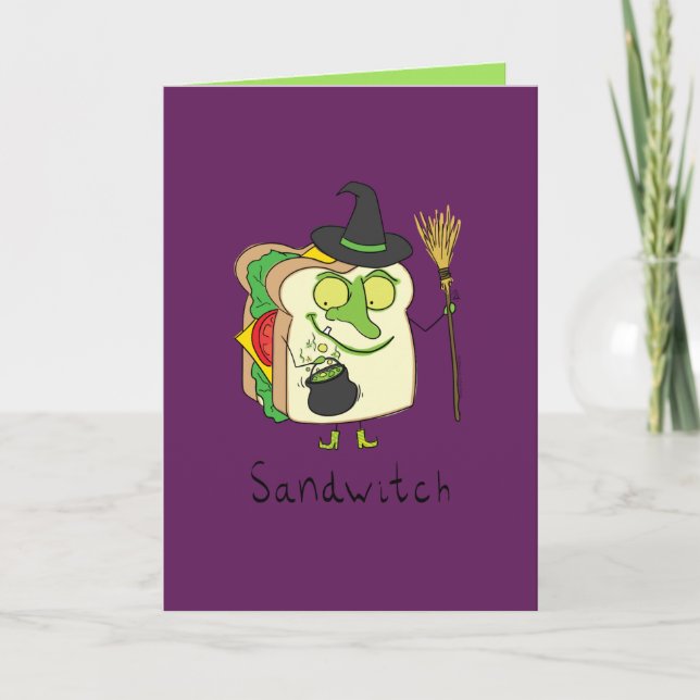 Sandwitch- Funny Halloween Witch Greeting Card (Front)