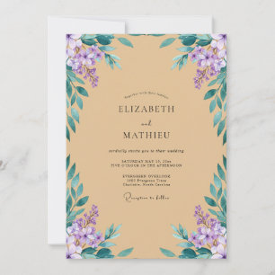 Sandy Amethyst Foliage Eucalyptus Wedding Invitation