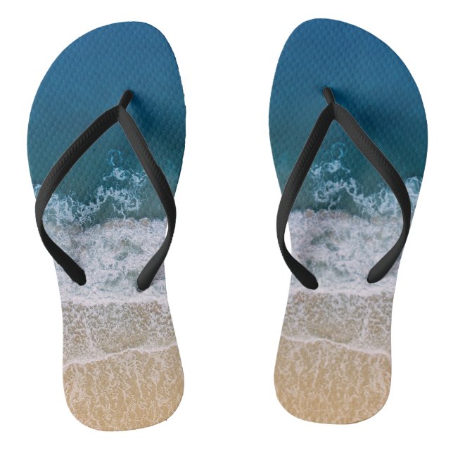 Sandy Beach Aerial View Turquoise Blue Sea Florida Jandals (Footbed)