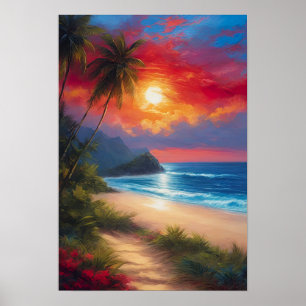 Sandy Beach and Azure Sea Poster