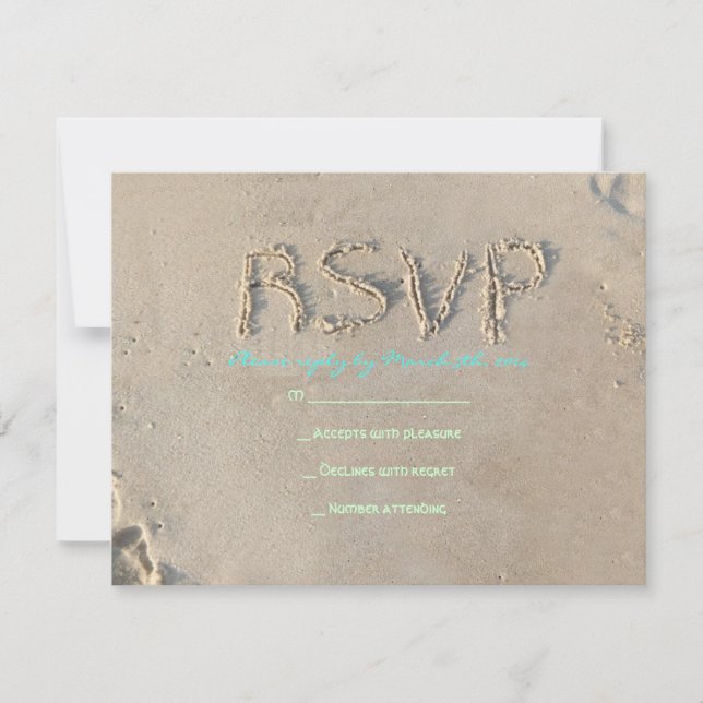 SANDY BEACH Bat Mitzvah Invitation Reply Card (Front)