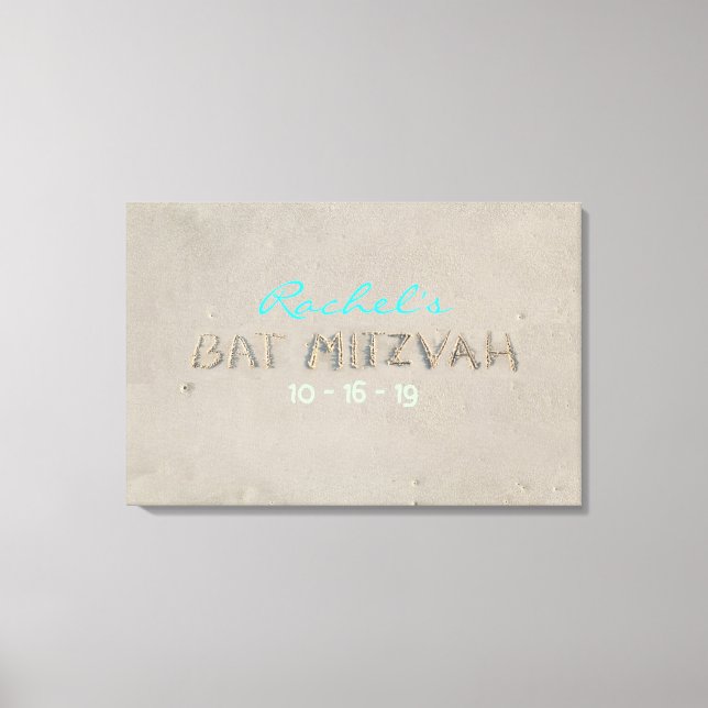 SANDY BEACH Bat Mitzvah Memory Sign-In Board Canvas Print (Front)