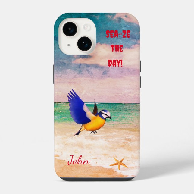 Sandy Beach Bird Sea Starfish iPhone Case (Back)