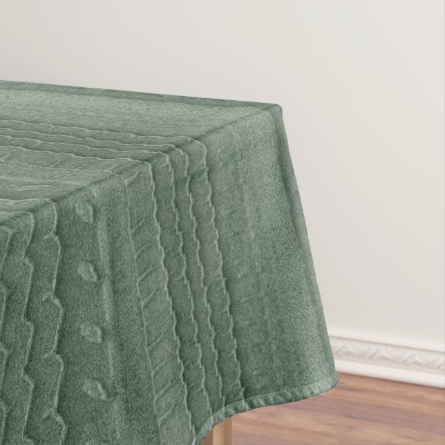 Sandy Beach Car Tire Trace Green Tablecloth (In Situ)
