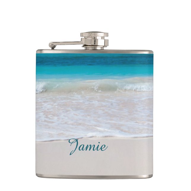 Sandy Beach Custom Flask (Front)