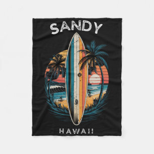 Sandy Beach Hawaii Men Women Surfing _1 Fleece Blanket