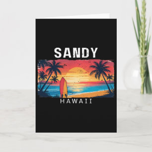 Sandy Beach Hawaii Men Women Surfing Card