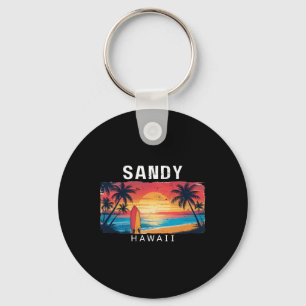 Sandy Beach Hawaii Men Women Surfing Key Ring