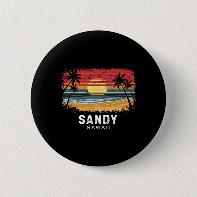 Sandy Beach Hawaii Surfboard Beach  6 Cm Round Badge (Front)