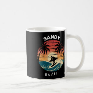 Sandy Beach Hawaii Surfboard Waves Beach Coffee Mug