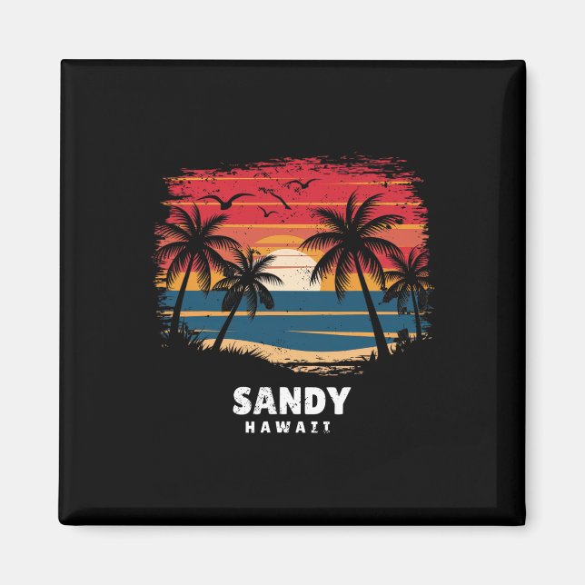 Sandy Beach Hawaii Surfboarder Palm Tree Souvenir  Magnet (Front)