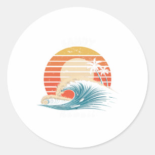 Sandy Beach Hawaii Women Men Surfboarding Classic Round Sticker