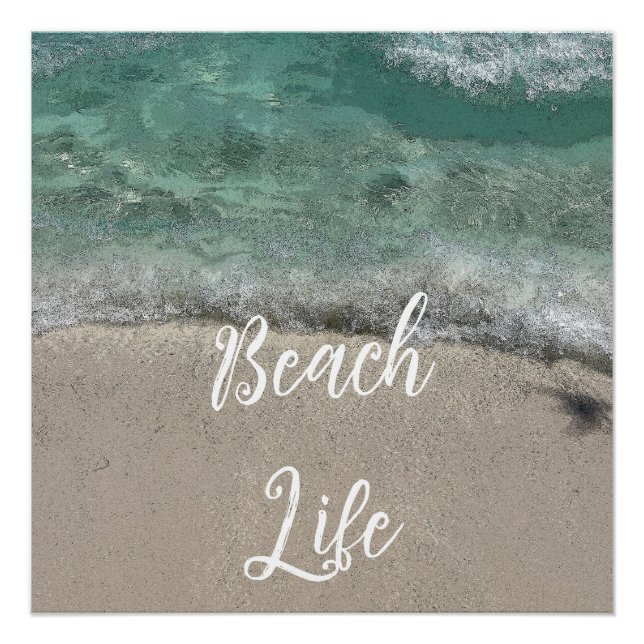Sandy Beach Life Teal Blue Trendy Artsy Abstract  Poster (Front)