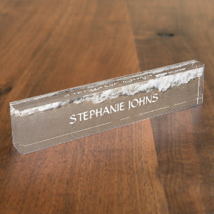 Sandy Beach Ocean Monogram Name Water Nautical Nameplate