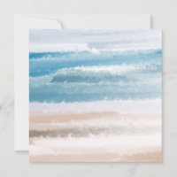 Sandy Beach Ocean Waves Abstract Watercolor