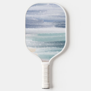 Sandy Beach Ocean Waves Cloudy Sky Abstract Pickleball Paddle