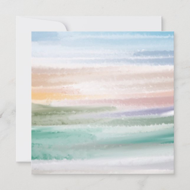 Sandy Beach Ocean Waves Sunset Abstract Watercolor Holiday Card (Front)