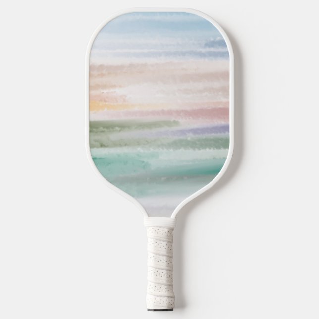 Sandy Beach Ocean Waves Sunset Abstract Watercolor Pickleball Paddle (Front)
