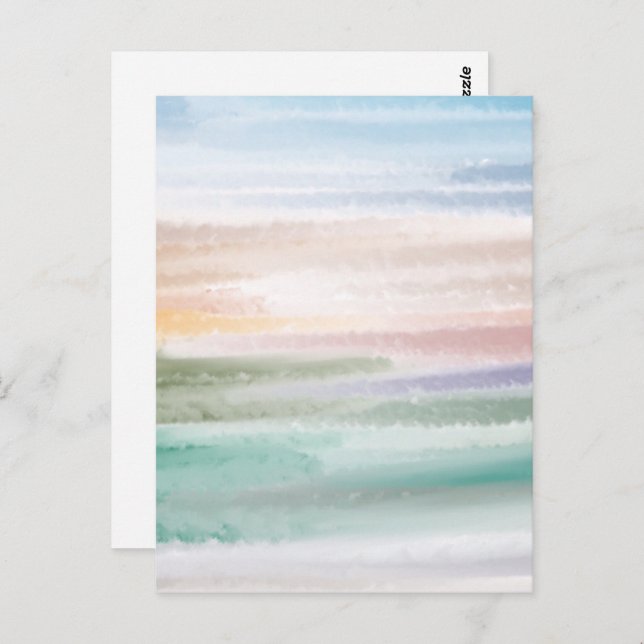 Sandy Beach Ocean Waves Sunset Abstract Watercolor Postcard (Front/Back)