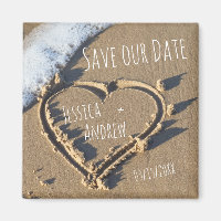 Sandy Beach Personalised Names Heart Save our Date