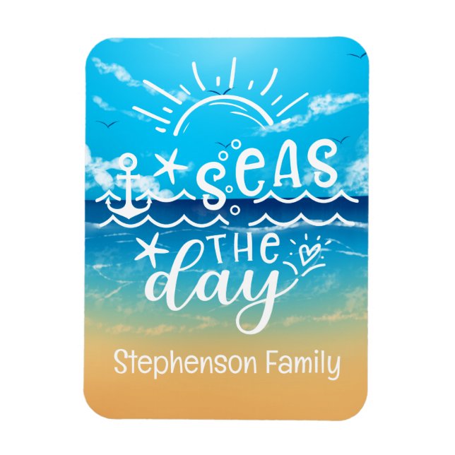 Sandy Beach Personalised Seas the Day Cruise Magnet (Vertical)