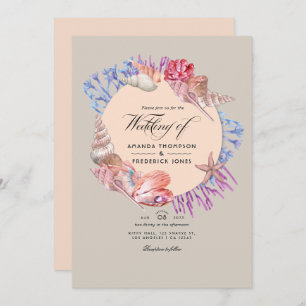 Sandy Beach QR Code RSVP Wedding Invitation