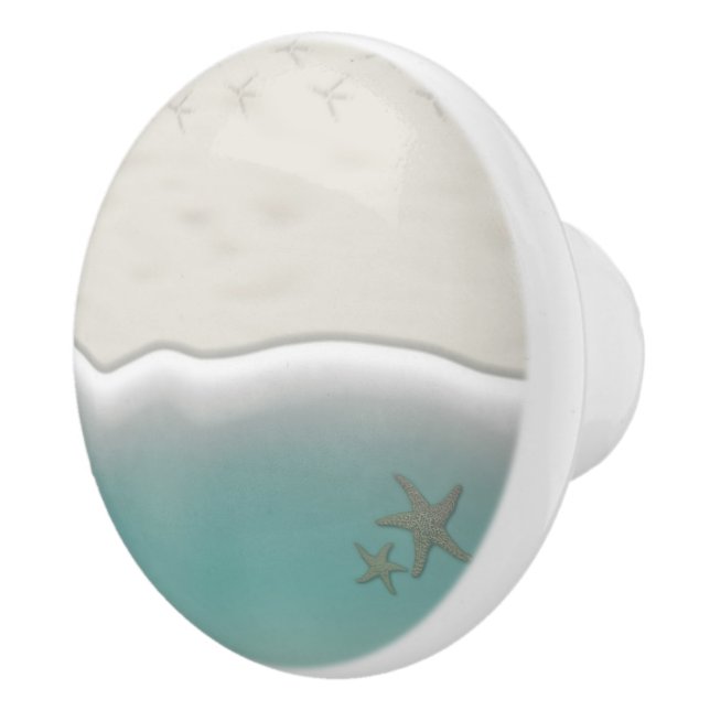 Sandy beach sea water with starfish ceramic knob (Right)