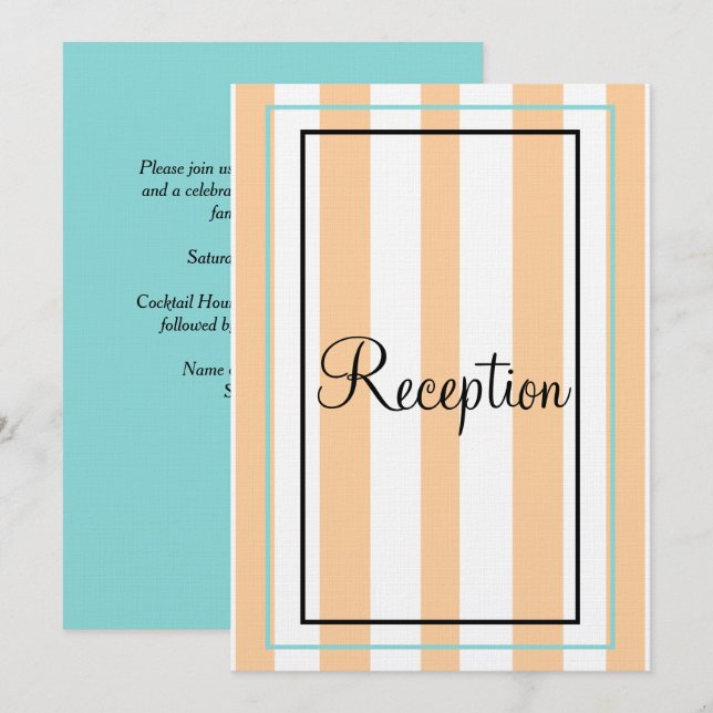 Sandy Beach Seafoam Blue Monogram Stripes Invitation (Front/Back)