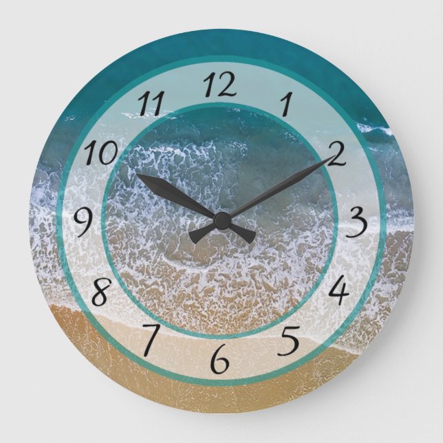 Sandy  Beach Shore Ocean Waves Clock (Front)
