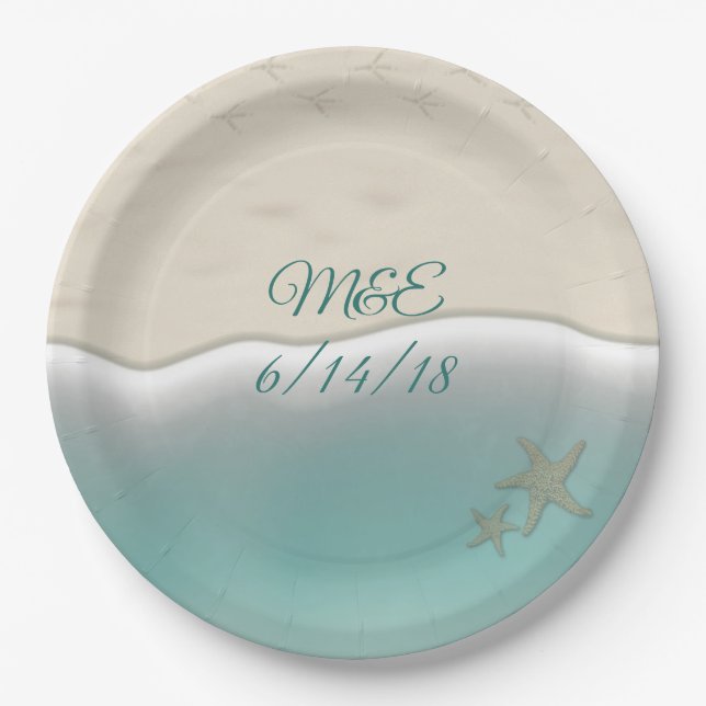 Sandy Beach Shoreline Seaside Party Paper Plates (Front)