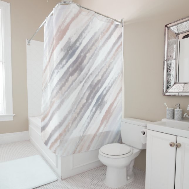 Sandy Beach Summer Tan Abstract Watercolor Shower Curtain (In Situ)