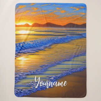 Sandy Beach Sunset Sherpa Blanket