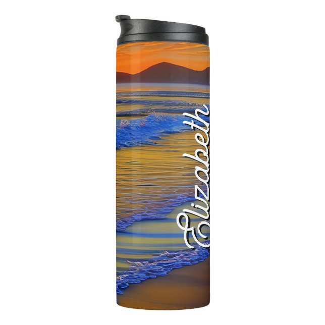 Sandy Beach Sunset Thermal Tumbler (Rotated Right)