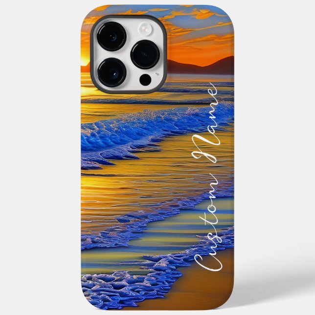 Sandy Beach Sunset with personalised name Case-Mate iPhone Case (Back)